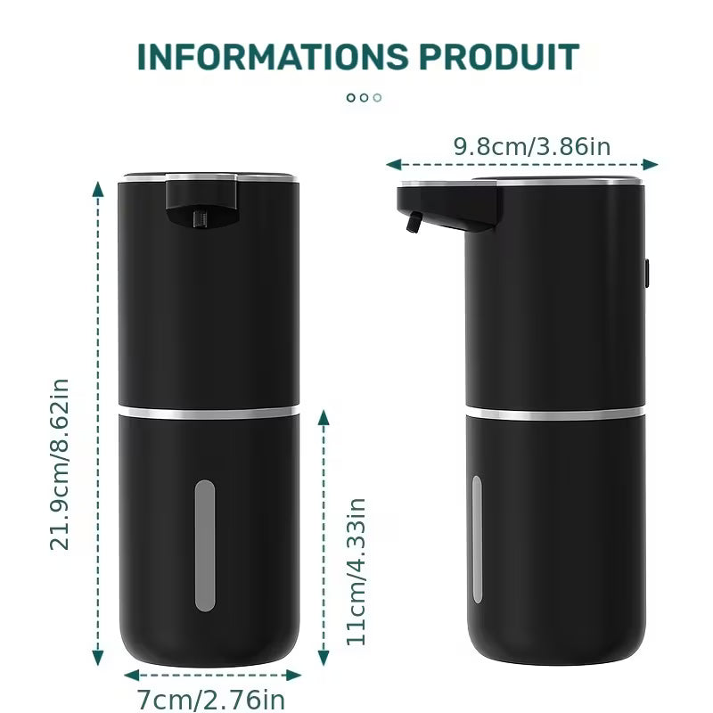 1x Distributeur de Savon Automatique 380mL | Fixation Murale, Rechargeable, Batterie au Lithium, Marque DONASIRA